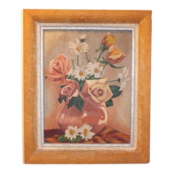 Oil painting on canvas signed H.Simon Bouquet of flowers 1930
