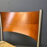 Chaises de salle à manger vintage en osier et chrome, années 1980