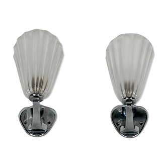 Art deco pair of Murano wall sconces by venini, italy 1930s