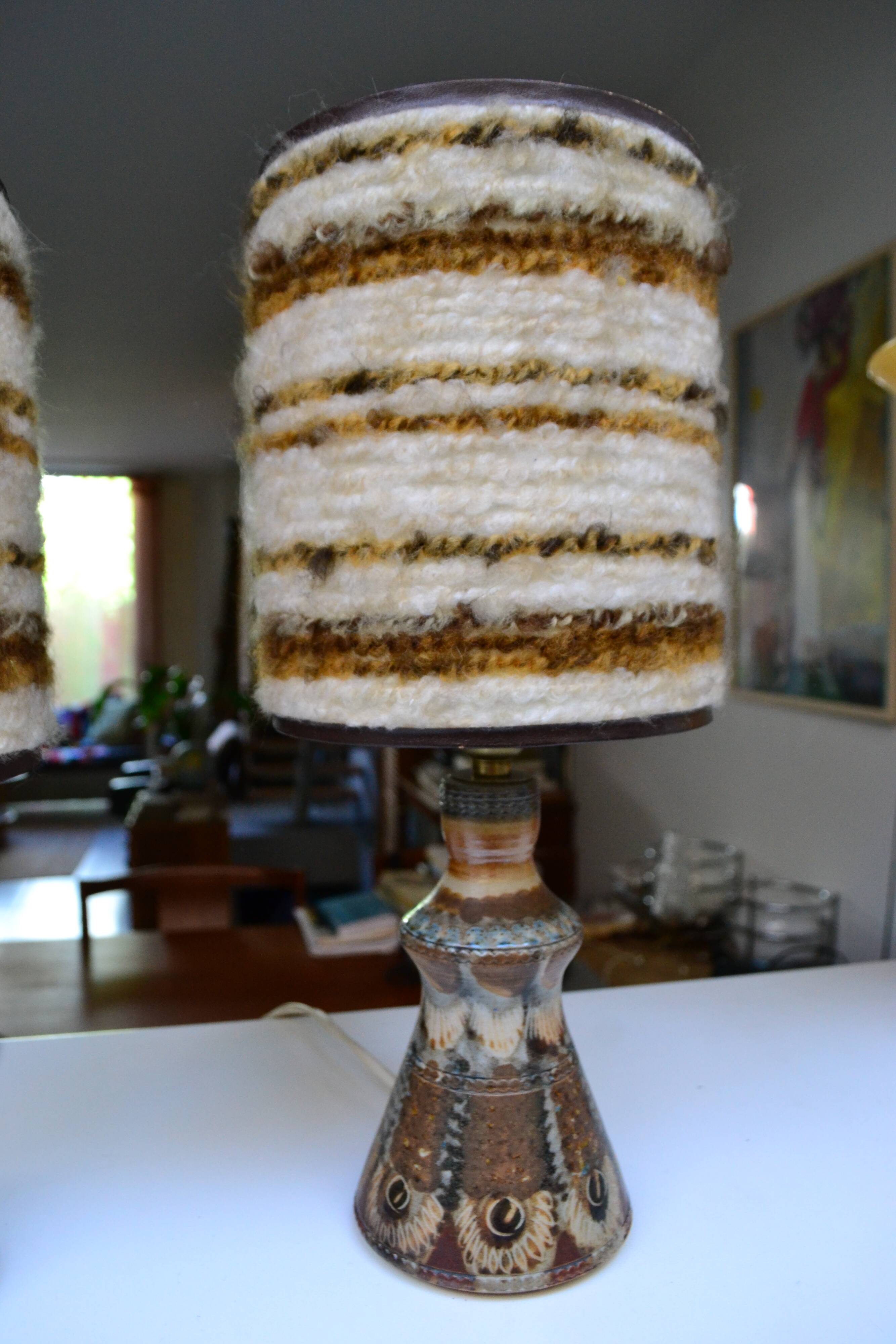 Pair of bedside lamps by Jean-Claude Courjault, ceramic, 1970s.
