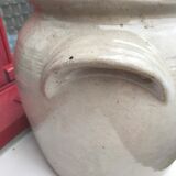 Glazed stoneware pot with handles