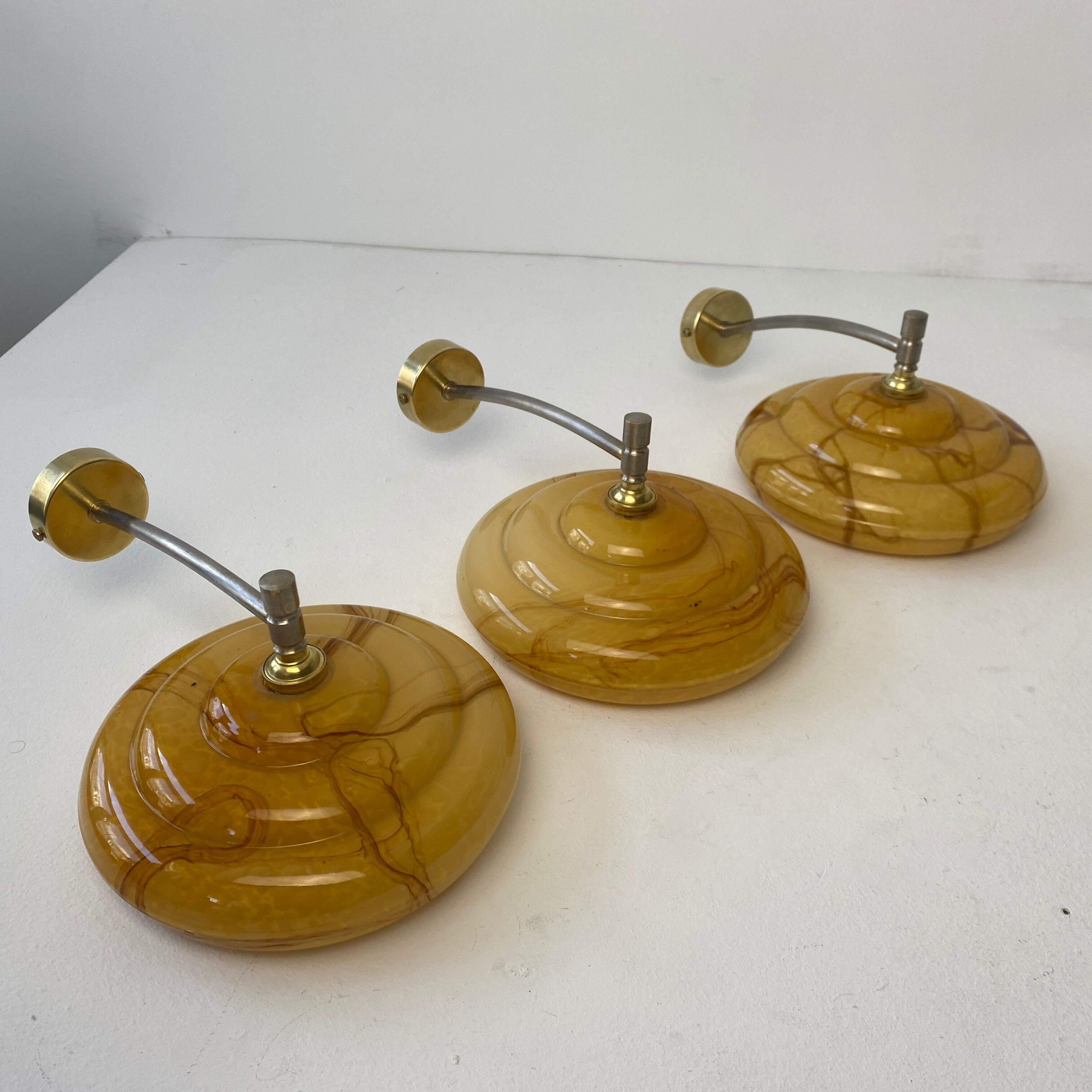 Set of 3 vintage wall lamps 1950