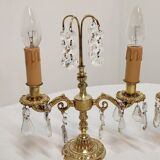 Classic bronze and crystal sconces. France 1950s.