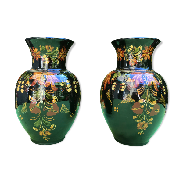 Paire de vases vintage en grès de Savoie — Beyit