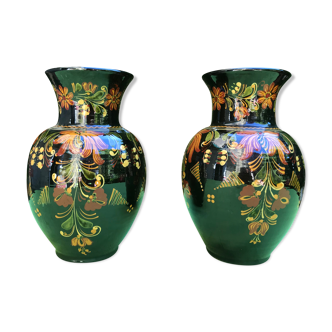 Paire de vases vintage en grès de Savoie