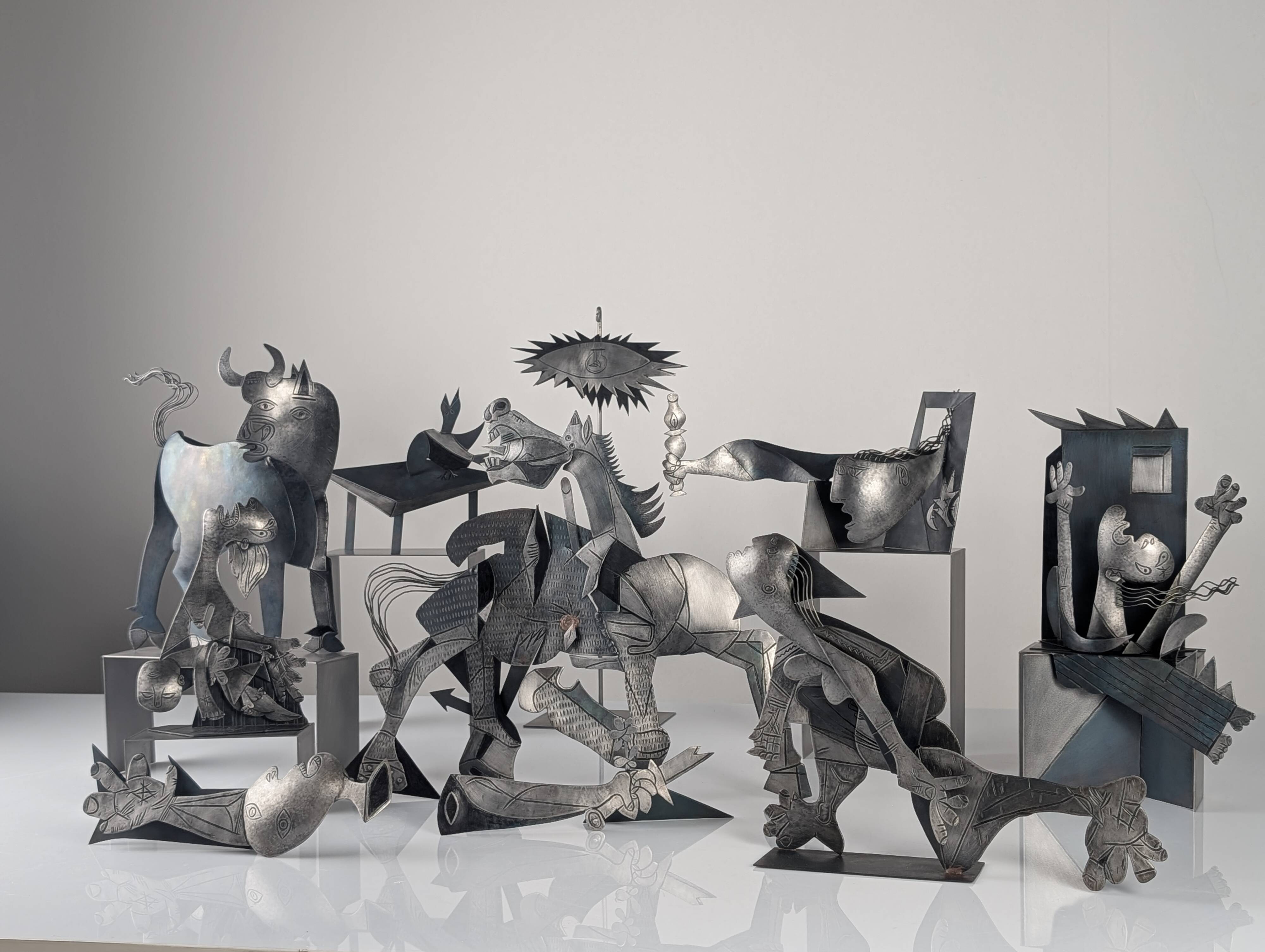 Sculptural Group "After Picasso" in Metal, Guernica Tribute, Late 20th Cent