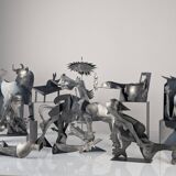 Groupe sculptural « D'après Picasso » en métal, hommage à Guernica, fin du XXe siècle