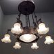 Antique italian liberty chandelier in bronze, 1940s