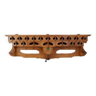 Kitchen shelf / Archelle in sherry wood with 18 drawers and coffee grinder