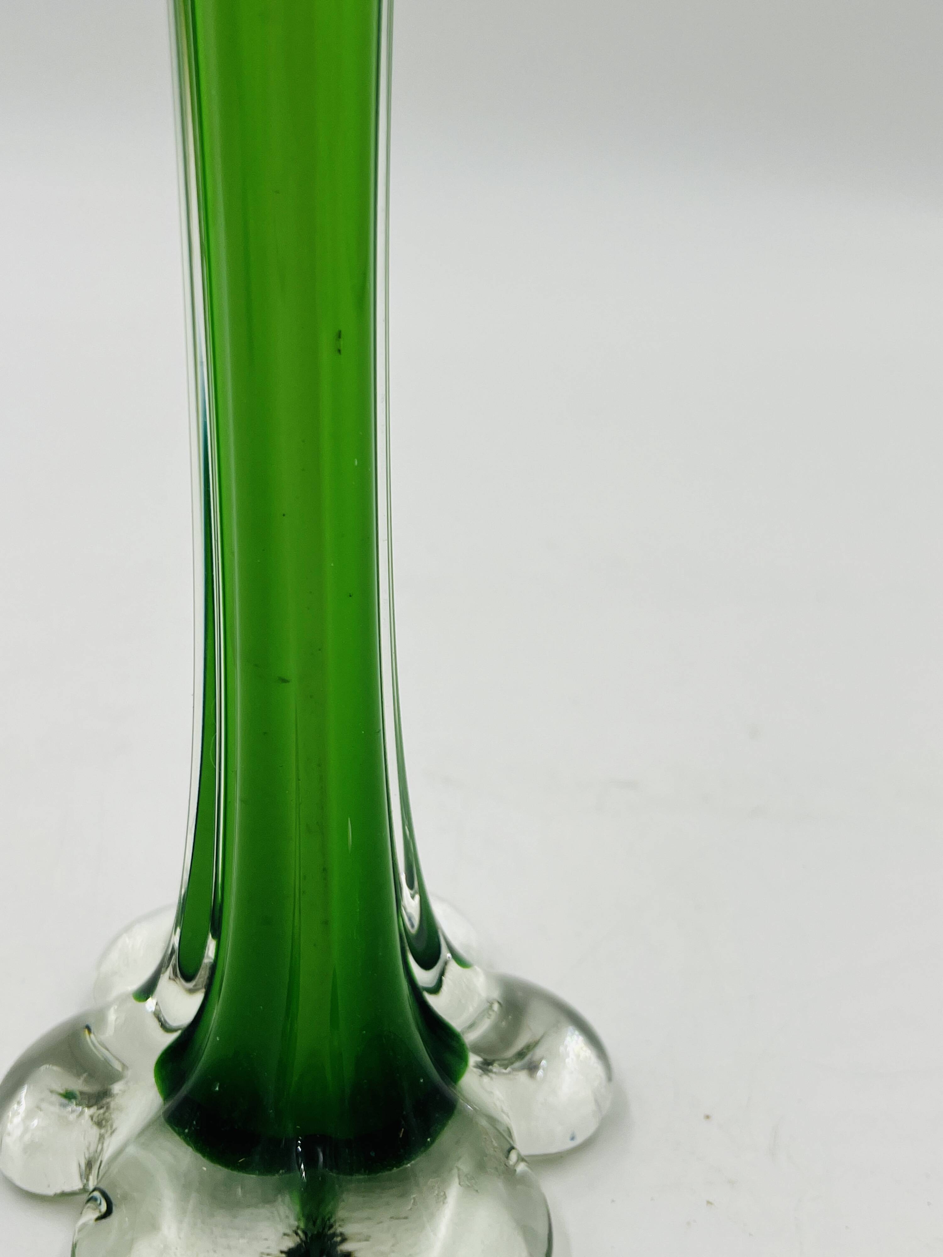 Vintage Murano green elephant base glass soliflore