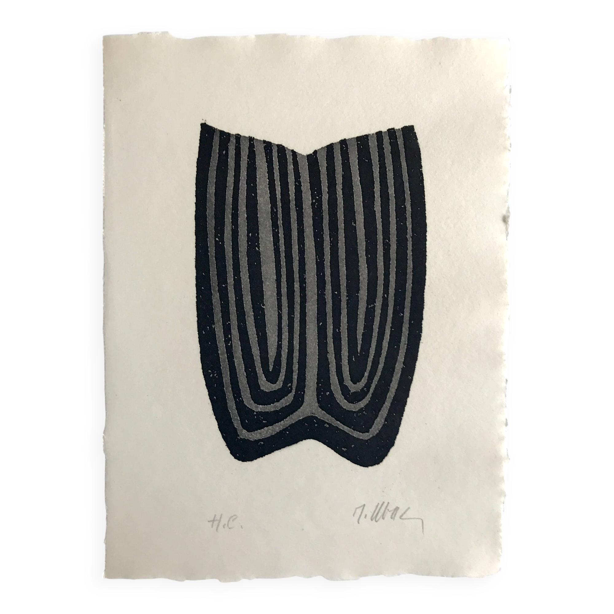 Raoul ubac, the uprooted grass 3, 1975. original etching signed in pencil.