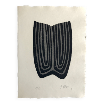 Raoul ubac, the uprooted grass 3, 1975. original etching signed in pencil.