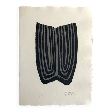 Raoul ubac, l'herbe déracinée 3, 1975. eau-forte originale signée au crayon