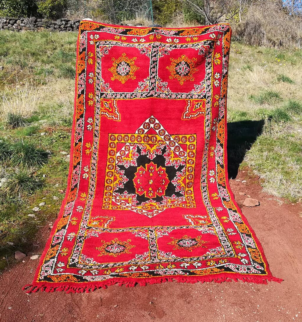 Vintage Moroccan Berber carpet Boujaad by Khenifra XXL 352x174 cm