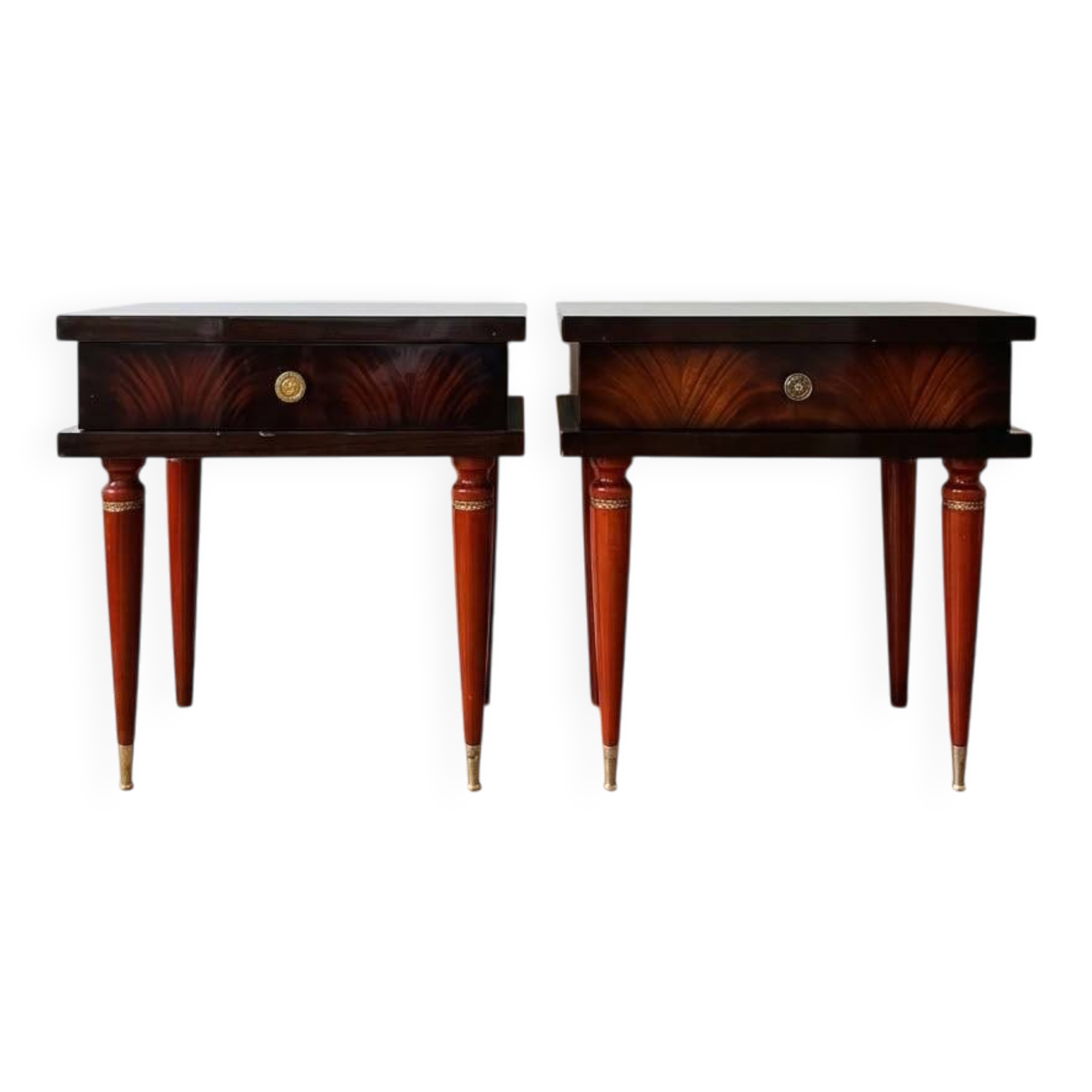 Paire de tables de chevet style Empire en bois foncé