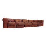 Vintage Seven Salotti modular sofa in cognac leather, Italy 1970s