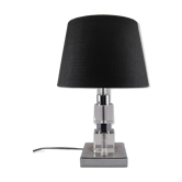 Modernist seventies table lamp 1970 cubes cut glass and chrome metal cylinders