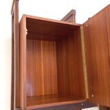 Bibliothèque en teck, noyer et laiton, Italie, années 1960