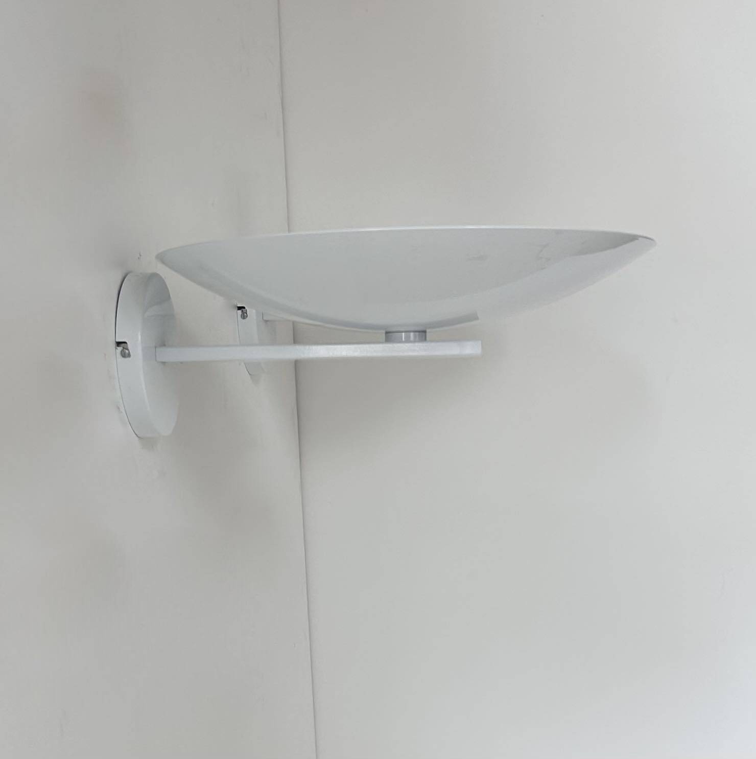 Pair of vintage wall lights, white lacquered metal, France 1970