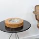 Cendrier en loupe de bois italienne et acier, dans le style de Tomasso Barbi, années 1970