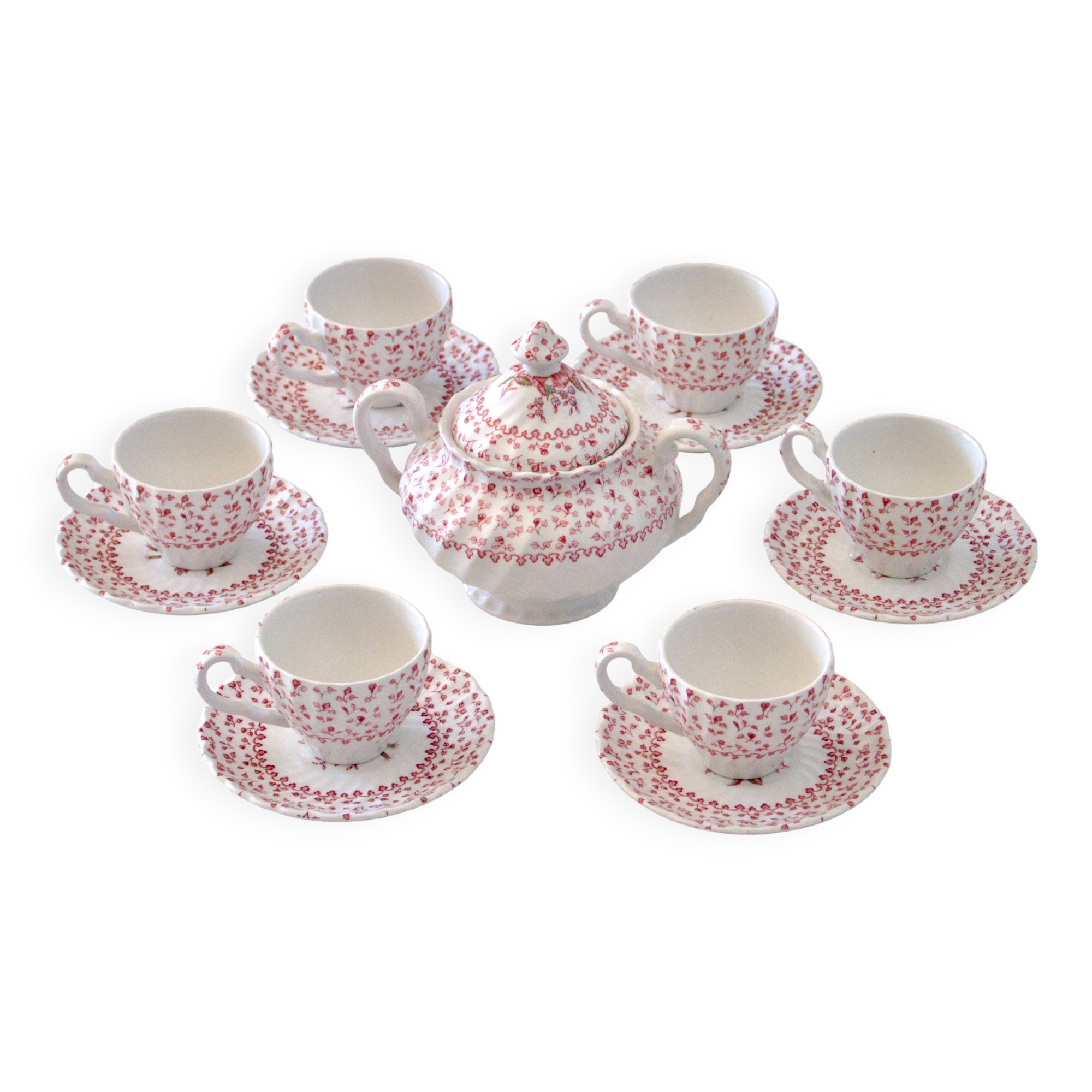 Johnson & Bros "Rose Bouquet" Antique Porcelain Coffee Set