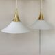 XL Pair of vintage pendants by Limburg, brass and opaline, Germany 1