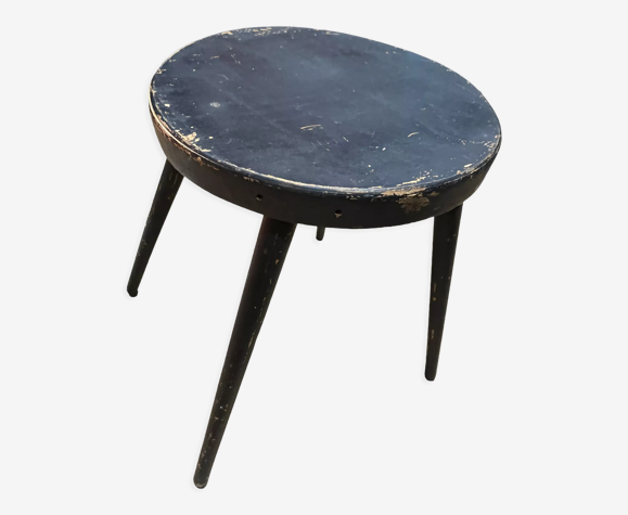 Tabouret quadripode en bois teinté noir