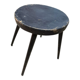 Quadripod stool in black stained wood