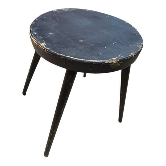 Tabouret quadripode en bois teinté noir