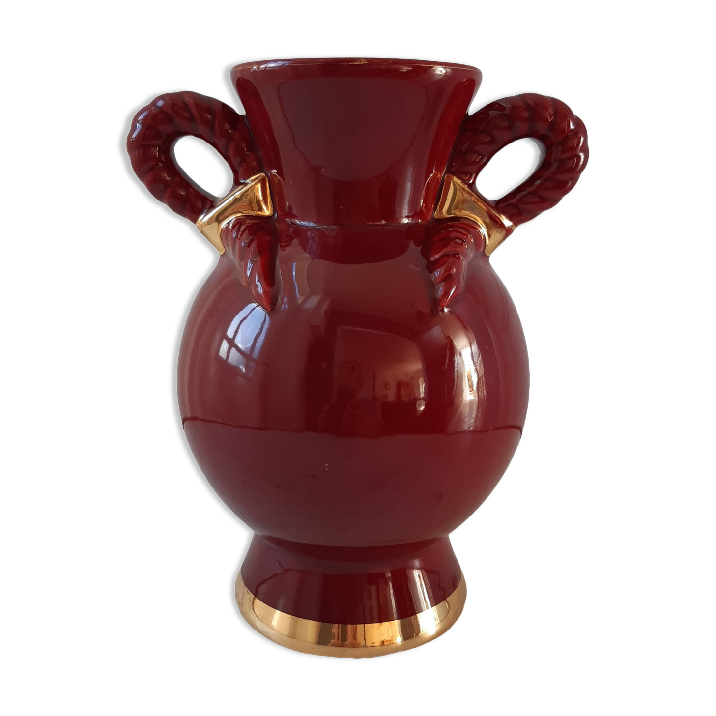 Vase St Clément burgundy and golden 50s