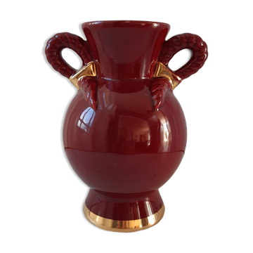 Vase St Clément burgundy and golden 50s