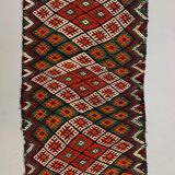 Vintage Turkish Mini Kilim 97x59 cm Wool Small Kelim Runner, shabby Chic