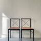 Set of 2 designer chairs in metal and cognac leather, Arrben Italy
