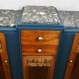 Buffet enfilade miroir art deco a motifs floral dessus marbre