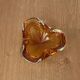 Vintage amber art glass ashtray in Murano style, sculptural free-form hand-blown bowl, glass catchall, Mid-Century Italy.