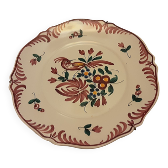 Assiette faience ancienne emile teissier  fleurs oiseaux