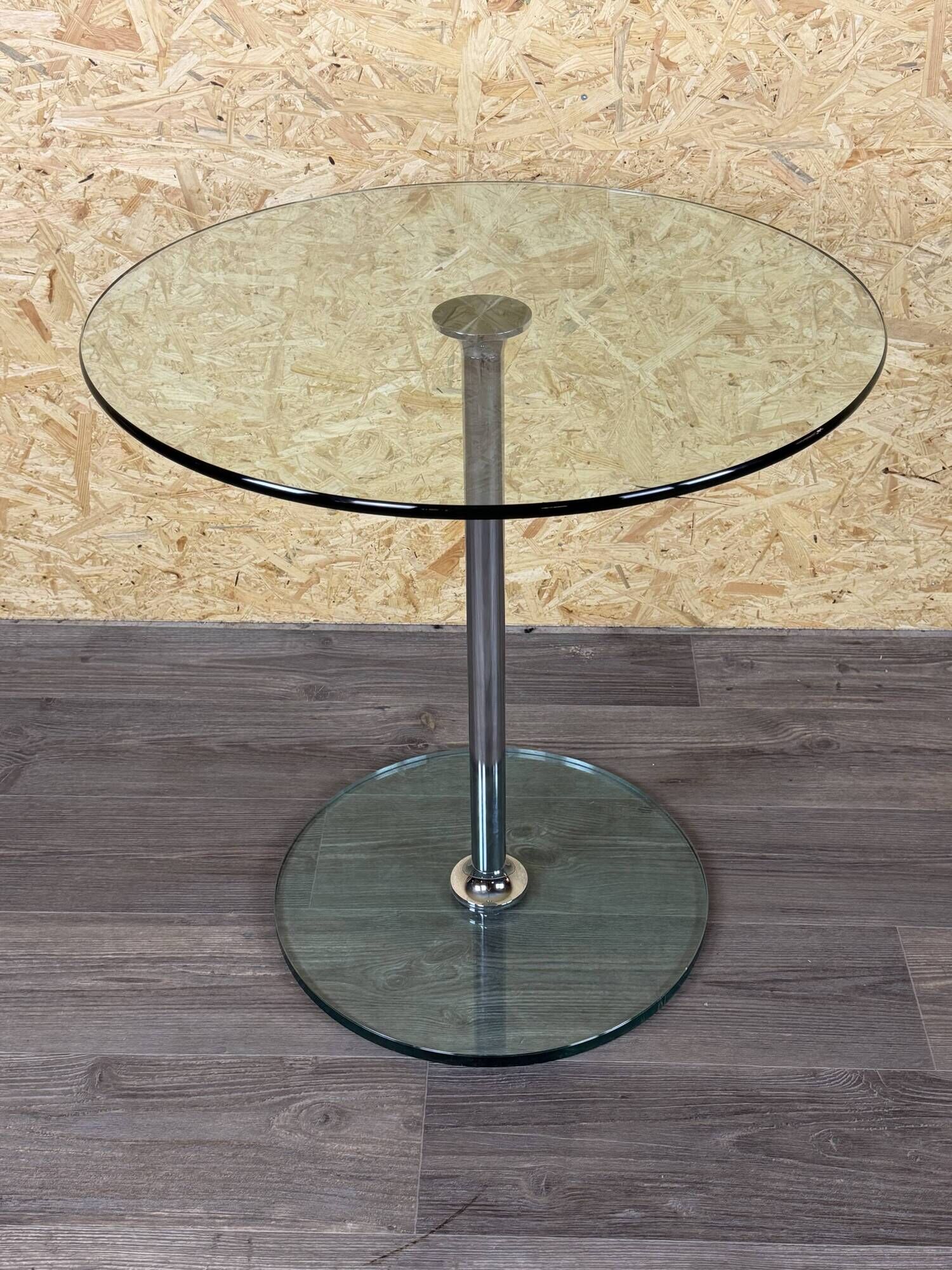1970s 1980s Coffee Table Side Table in Chrome and Glass Space Age Design
