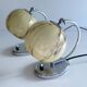 Pair of art deco lamps, chrome glass