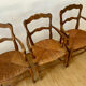 Set of 4 Louis XV style oak straw chairs/armchairs