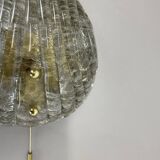 Vintage Murano gold Ice Glass Metal Wall Light by Kaiser Leuchten, Germany 1970s