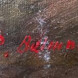 Painting HST "Landscape with the animated river" signed P. Belmont (to be restored) XIX°