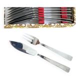 Vintage stainless steel fish cutlery – 12 knives + 12 forks – 1960s