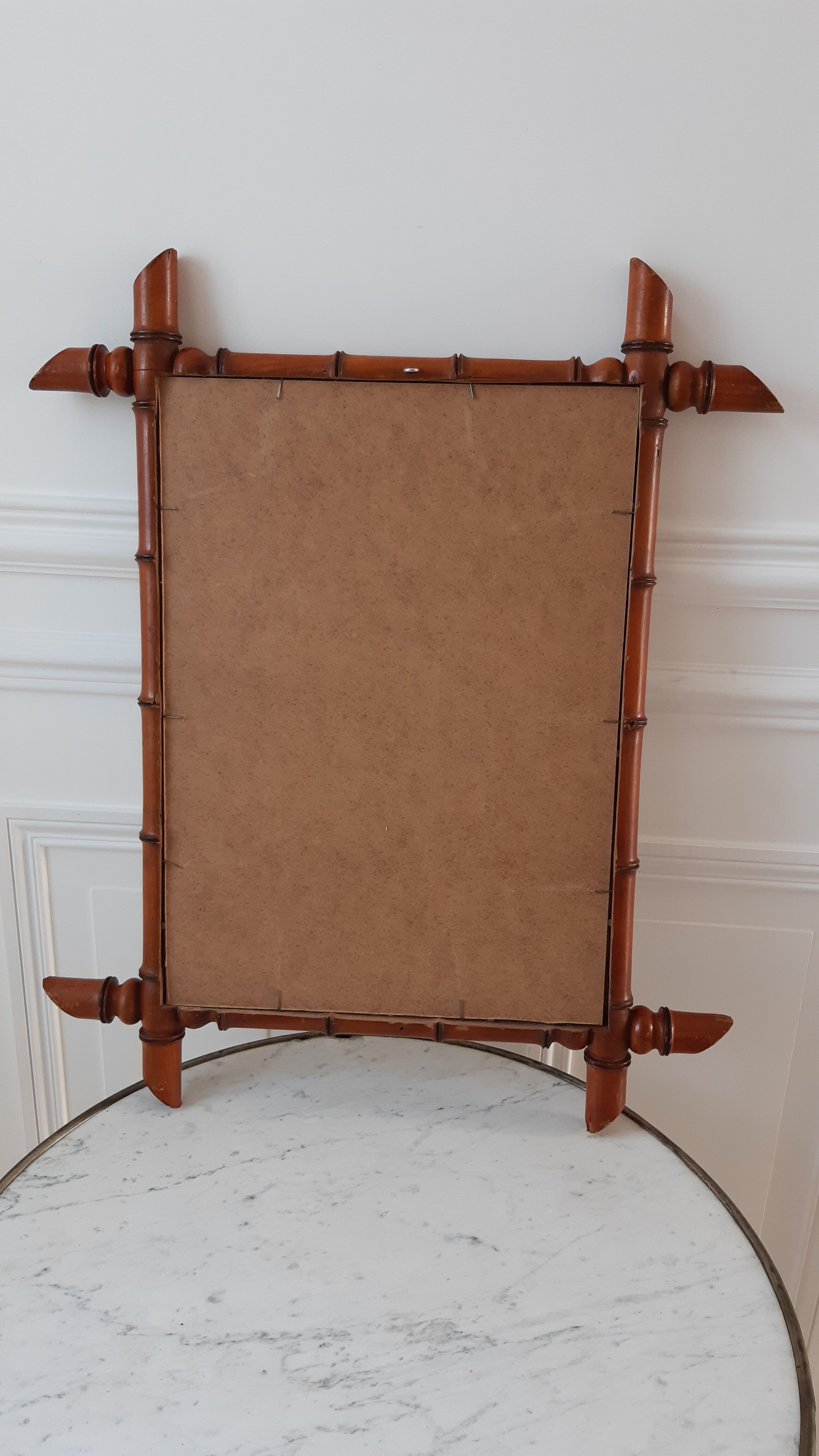 Wooden barber mirror bamboo effect 60s-70s