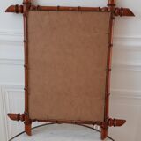 Wooden barber mirror bamboo effect 60s-70s