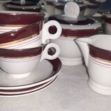Vintage coffee service for 3 people in cream white with gold burgundy edging