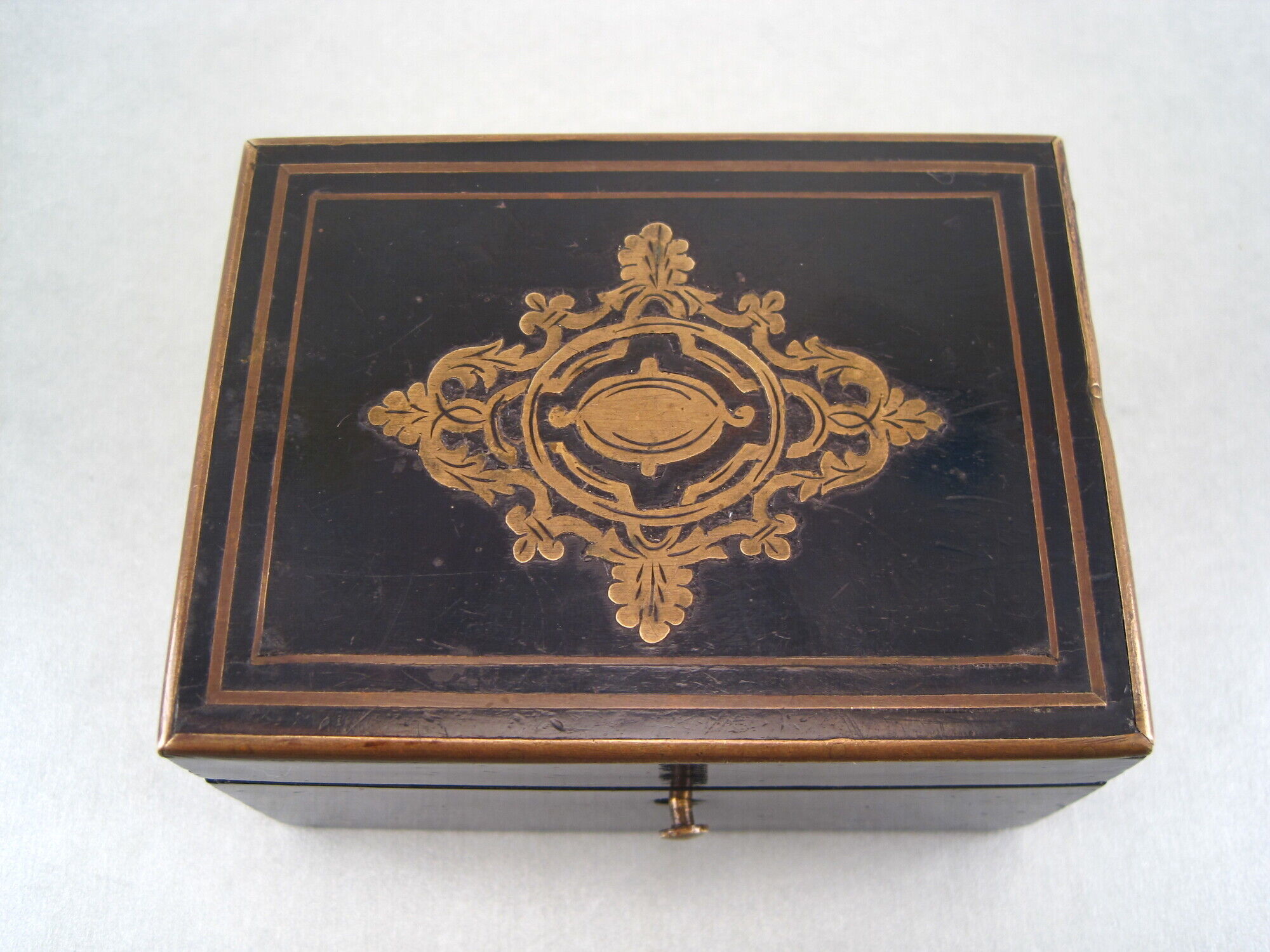 Jewelry box in blackened wood marquetry brass napoleon iii