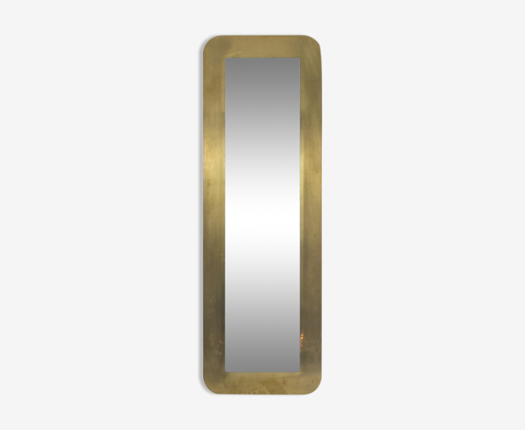 Miroir en laiton doré brossé, années 1970