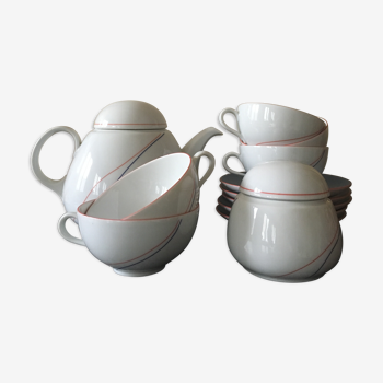 Service à thé ou café en porcelaine blanche Solafrance