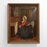 19th-Century French Baroque Interior Scene Painting