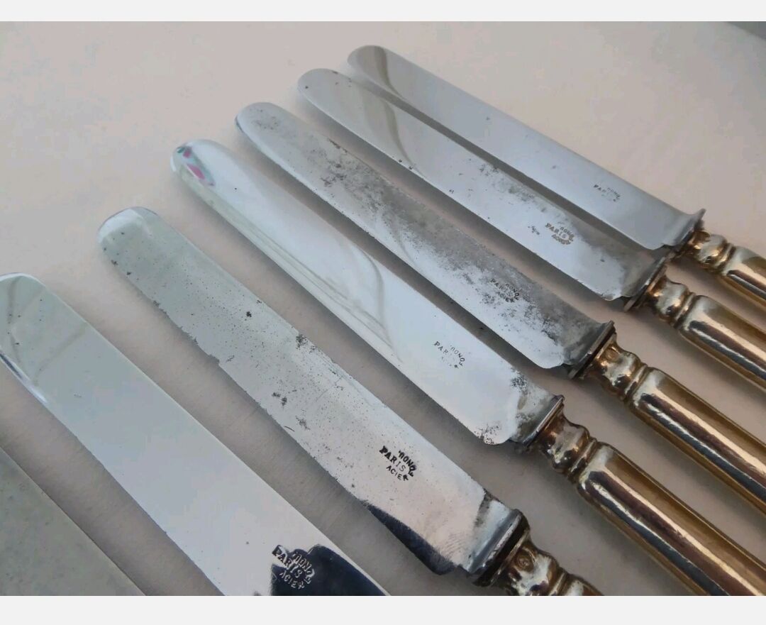 12 old filled silver handle knives